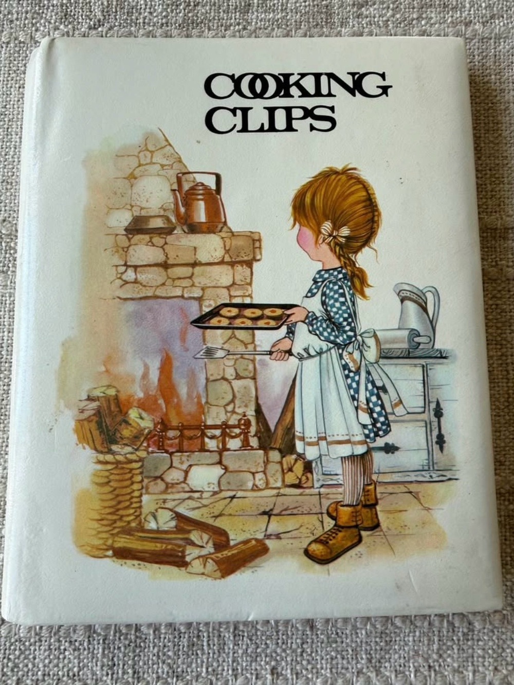 Vintage Holson Cooking Clips Recipe Binder Pink Illustrated Kitchen Organizer